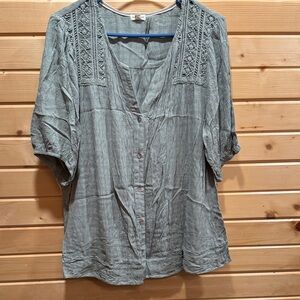 Elegant sage green Button-Up Blouse